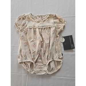 Nwt Modern Moments Gerber Baby Girl Beige Flower Bubble Romper Outfit 0-3 Months